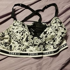 Torrid Logo Floral Ladder Cut Cotton Bralette